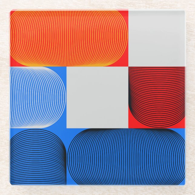 Posavasos De Vidrio Transición geométrica: patrón vintage abstracto. (Anverso)