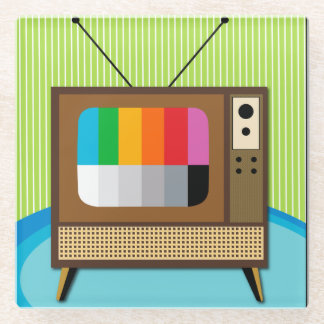 Posavasos De Vidrio Transmisión de tiempo de TV retro