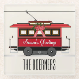 Posavasos De Vidrio Tranvía familiar de bienvenida de temporada