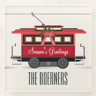 Posavasos De Vidrio Tranvía familiar de bienvenida de temporada