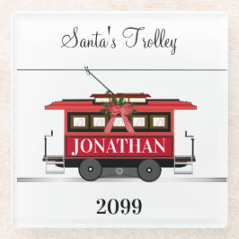 Posavasos De Vidrio Tranvía roja de Año Nuevo para navidades