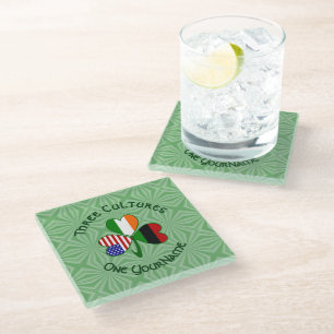 Posavasos De Vidrio Trébol personalizado africano irlandés americano