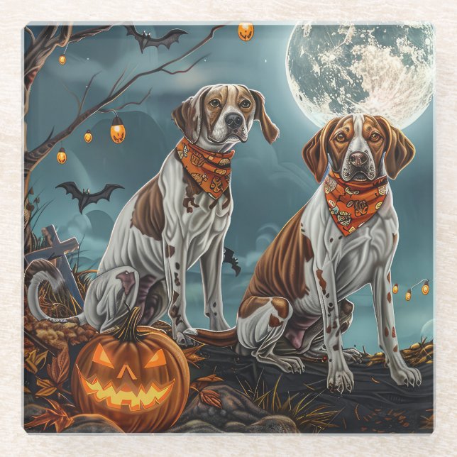 Posavasos De Vidrio Treeing Walker Halloween Espeluznante (Anverso)
