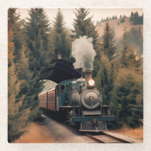 Posavasos De Vidrio Tren de Locomotora de Vapor Antiguo