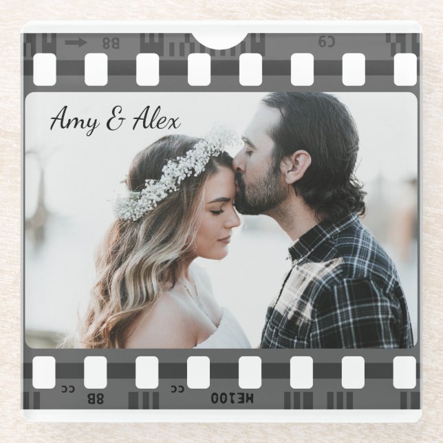 Posavasos De Vidrio Trendy Film Reel Movie Personalizado Picture Frame (Anverso)