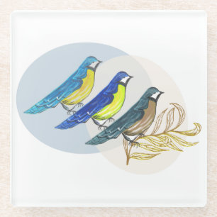 Posavasos De Vidrio Tres Aves