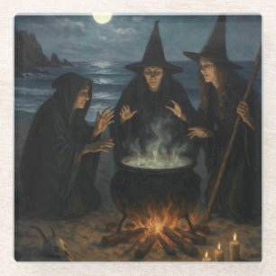 Posavasos De Vidrio Tres Brujas Caldero de Cerveza Luna Llena Playa