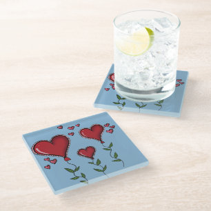 Posavasos De Vidrio Tres Corazones Lindos