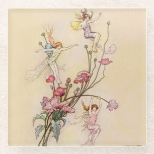Posavasos De Vidrio “Tres Espíritus Locos de Alegría” de Warwick Goble