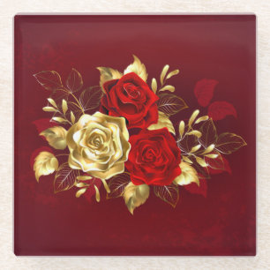 Posavasos De Vidrio Tres Rosas Joyas