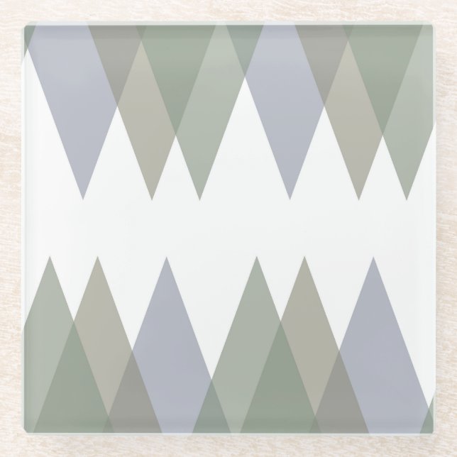 Posavasos De Vidrio Triángulos de Khaki (Anverso)