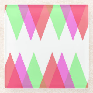 Posavasos De Vidrio Triángulos rojos y verdes