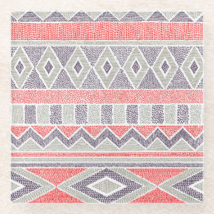 Posavasos De Vidrio Tribal de etnia rayada: cosecha artesanal