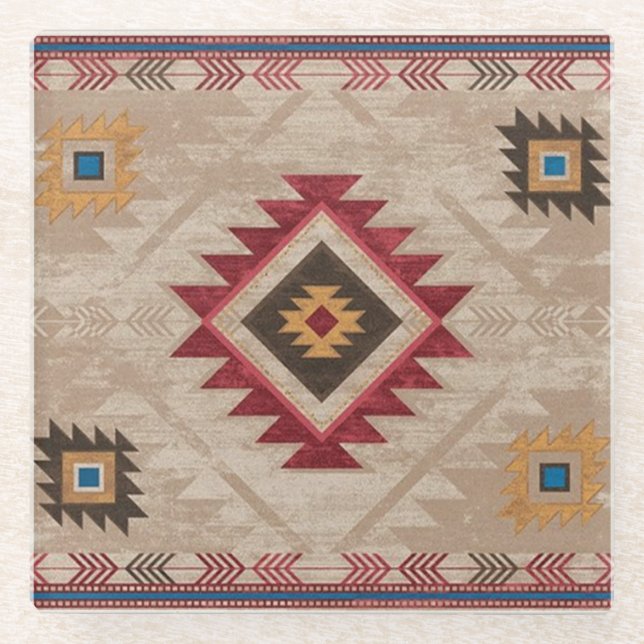 Posavasos De Vidrio Tribal del Sudoeste de Estados Unidos Nativo (Anverso)