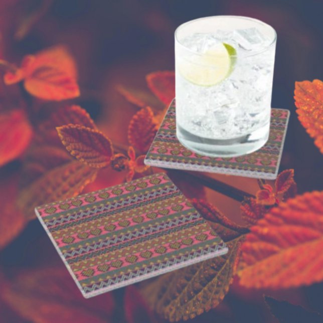 Posavasos De Vidrio Tribal Pop Coaster - Audaz Boho Geométrico (Subido por el creador)