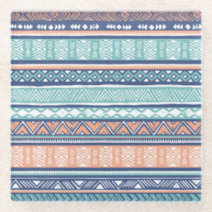 Posavasos De Vidrio Tribual Pastel Navajo: patrón sin costuras.