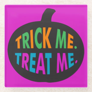Posavasos De Vidrio Trick me trata, Halloween multicolor