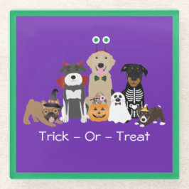 Posavasos De Vidrio Trick O Trato A Mascotas Vestidos De Halloween