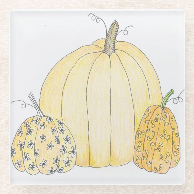 Posavasos De Vidrio Trio de calabaza de aleta de vidrio (Anverso)