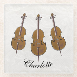 Posavasos De Vidrio Trío de Cello personalizado