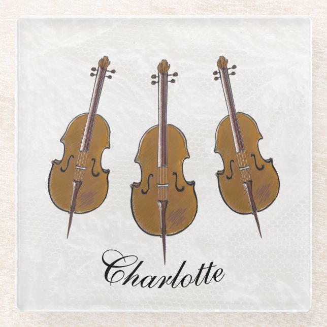Posavasos De Vidrio Trío de Cello personalizado (Anverso)