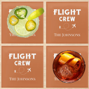 Posavasos De Vidrio Tripulación de Vuelo Avión Vuela Terracota Persona