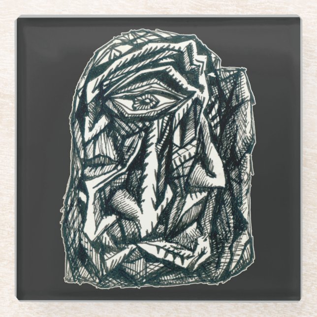 Posavasos De Vidrio Triumvirato, dibujo de tinta (Anverso)