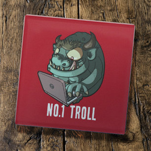 Posavasos De Vidrio Troll de Internet Divertido Número 1 Dibujo Animad