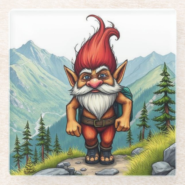 Posavasos De Vidrio Troll Hiking in Norway, Glass Coaster (Anverso)