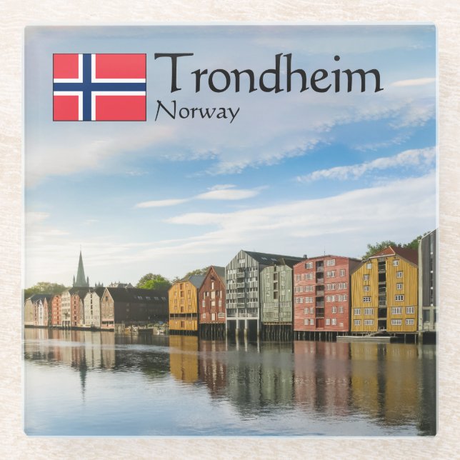Posavasos De Vidrio Trondheim Noruega Souvenir (Anverso)