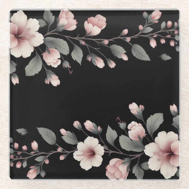 Posavasos De Vidrio Tropical de medianoche (Anverso)