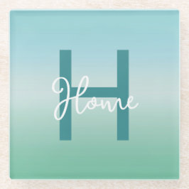 Posavasos De Vidrio Tropical Waters Gradient Monogram Name 