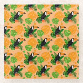 Posavasos De Vidrio Trópico Toucan Bird Seamless Pattern