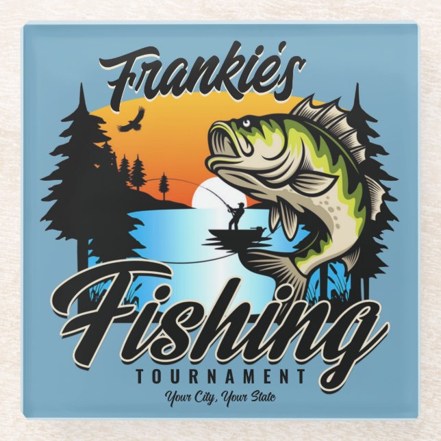 Posavasos De Vidrio Trucha de pescador de pesca personalizada (Anverso)