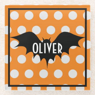 Posavasos De Vidrio Truco de Halloween o tratamiento monograma persona