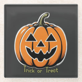 Posavasos De Vidrio Truco o trato- Calabaza