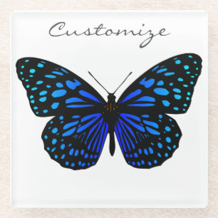 Posavasos De Vidrio Trueno de mariposa azul