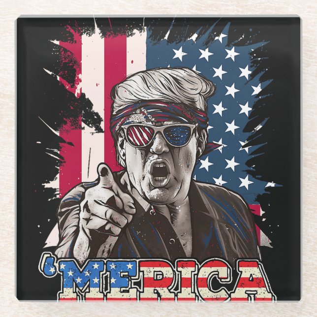 Posavasos De Vidrio Trump Merica (Anverso)
