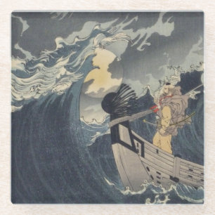 Posavasos De Vidrio Tsukioka Yoshitoshi - Benkei Contra Una Luna Llena