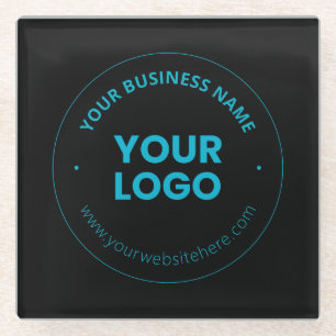 Posavasos De Vidrio Tu Logo Nombre de Negocio y Sitio Web Editables