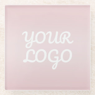 Posavasos De Vidrio Tu logotipo y elegante ombre rosa blush moderno