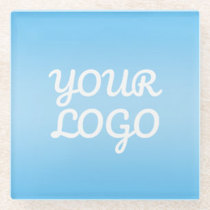 Posavasos De Vidrio Tu logotipo y ombre simple moderno Azul claro