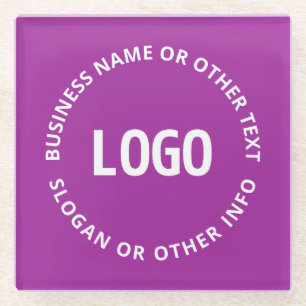 Posavasos De Vidrio Tu logotipo y texto personalizable   Violeta púrpu