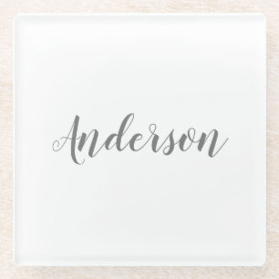 Posavasos De Vidrio Tu nombre o texto Fuente elegante y sofisticada