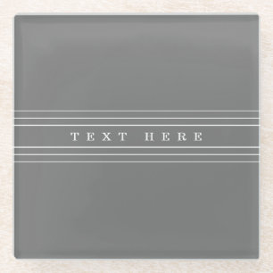 Posavasos De Vidrio Tu texto personalizado y rayas modernas Gris