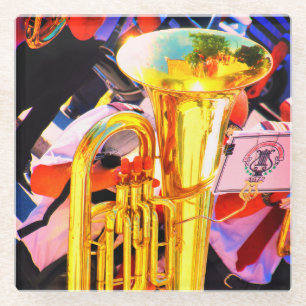 Posavasos De Vidrio Tuba Brillante Perspectiva Inclinada Banda de Bron