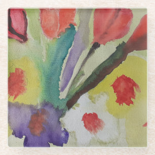 Posavasos De Vidrio Tulipanes abstractos y flores de primavera