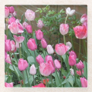 Posavasos De Vidrio Tulipanes rosados
