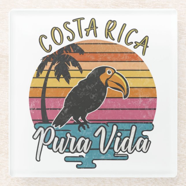 Posavasos De Vidrio Turismo de Costa Rica, Pura Vida (Anverso)