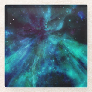 Posavasos De Vidrio Turquesa N Purple Nebulosa
